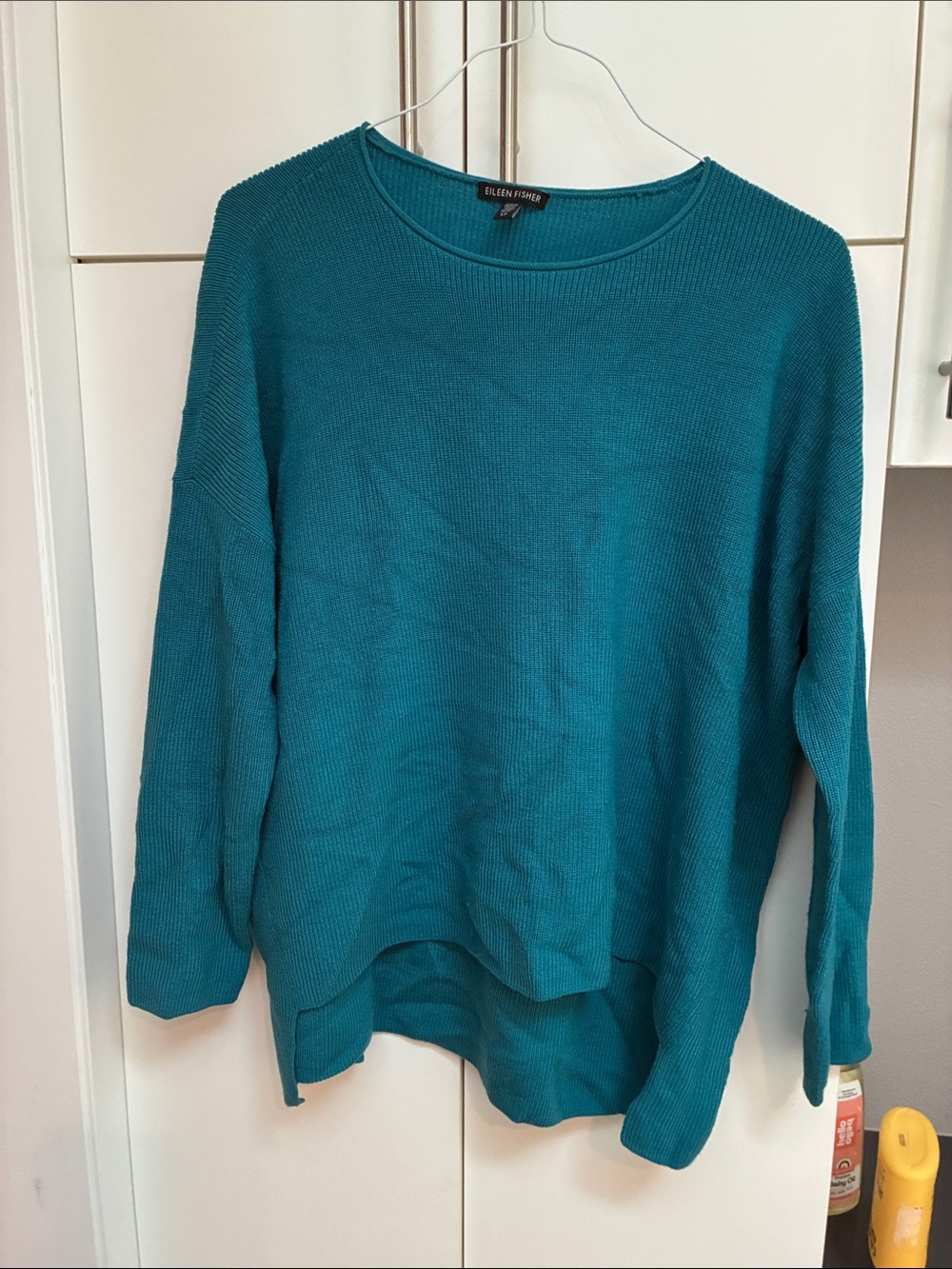 Eileen Fisher Teal merino wool Crewneck Sweater oversized